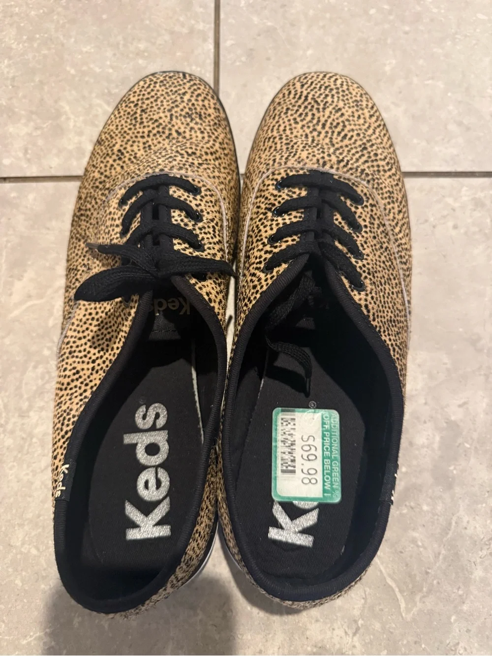Keds Champion Animal Leopard Print Low-Top Sneakers - Tan/Black US 11